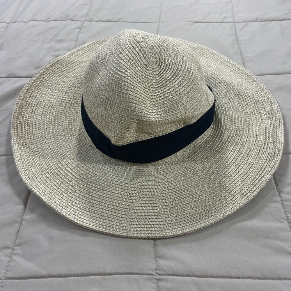 Solar Escape One Size Natural Woven Sun Hat Black Band
